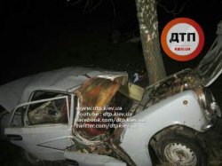 ДТП под Киевом: ВАЗ разлетелся вдребезги, врезавшись в дерево