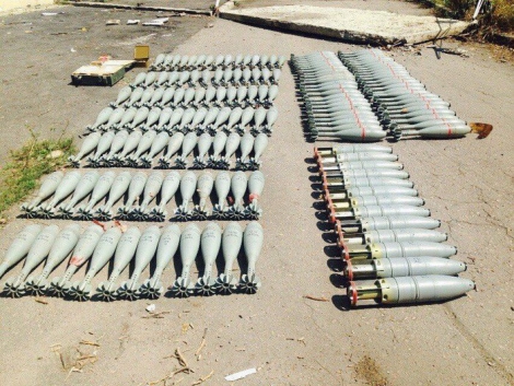 В Песках в тайнике нашли боеприпасы: 146 мин калибра 120 мм и 125-мм снаряды