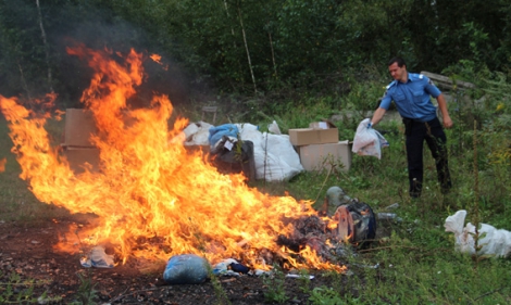 На Житомирщине полицейские сожгли партию наркотиков стоимостью 1 млн грн